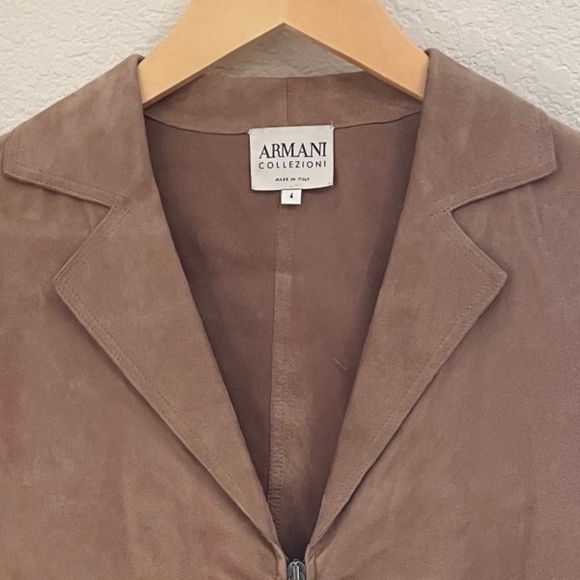 Vintage Armani Collezioni Vera Pelle/Suede Cropped Rushed Top/Jacket - Picture 2 of 12